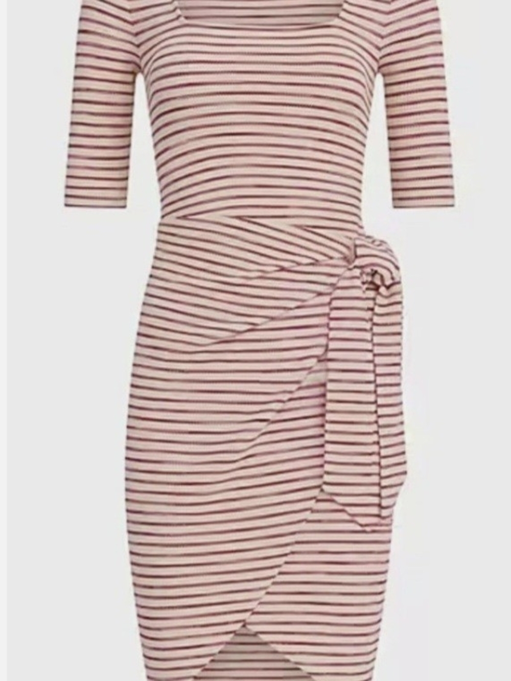 Express Pink Striped Tie-Waist Midi Dress - Picture 1 of 7